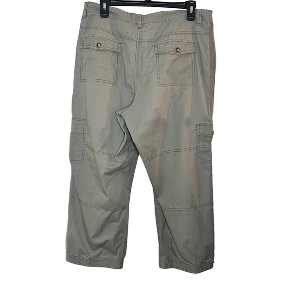 Columbia Womens Capri Pants Solid Brown Mid Rise Cargo Pockets 100% Cotton 12 - Picture 2 of 5